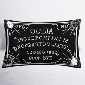 Pillow Cover Ouija Board Moon Stars Skull Black White Lumbar 19.7 in X 11.8